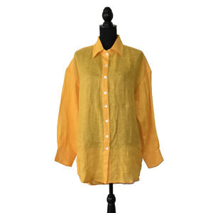 A5 NWT VITAMIN A Yellow Linen Button Front Playa Boyfriend Shirt Top Size S $148